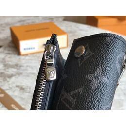 Replica Louis Vuitton Black Monogram Supreme Rivets Chain Compact Wallet