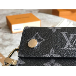 Replica Louis Vuitton Black Monogram Supreme Rivets Chain Compact Wallet
