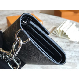 Replica Louis Vuitton Black Monogram Supreme Rivets Chain Compact Wallet