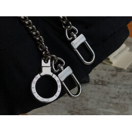 Replica Louis Vuitton Black Monogram Supreme Rivets Chain Compact Wallet