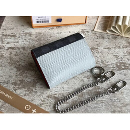 Replica Louis Vuitton Damier Graphite Light Blue Supreme Rivets Chain Compact Wallet