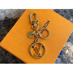 Replica Louis Vuitton Gold Round LV Logo Key Holder Charm