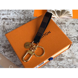 Replica Louis Vuitton Black Strap Gold Double Ring Key Holder Charm