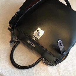 Replica Hermes Black Kelly 28 Palladium Hardware Bag