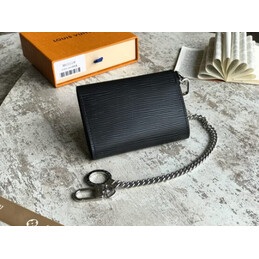 Replica Louis Vuitton Black Epi Leather Supreme Chain Compact Wallet