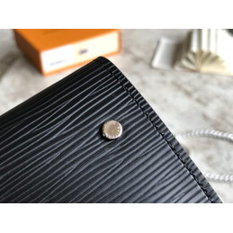 Replica Louis Vuitton Black Epi Leather Supreme Chain Compact Wallet