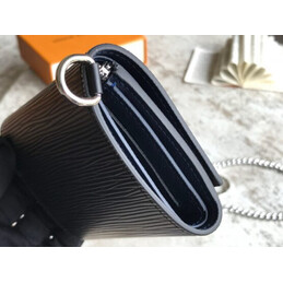 Replica Louis Vuitton Black Epi Leather Supreme Chain Compact Wallet
