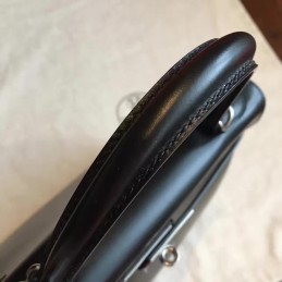 Replica Hermes Black Kelly 28 Palladium Hardware Bag