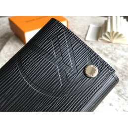 Replica Louis Vuitton Black Epi Leather Supreme Chain Compact Wallet