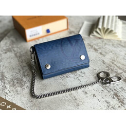 Replica Louis Vuitton Blue Epi Leather Supreme Chain Compact Wallet