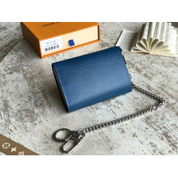 Replica Louis Vuitton Blue Epi Leather Supreme Chain Compact Wallet