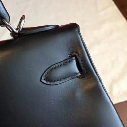 Replica Hermes Black Kelly 28 Palladium Hardware Bag