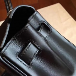 Replica Hermes Black Kelly 28 Palladium Hardware Bag