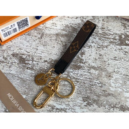Replica Louis Vuitton Brown Monogram Strap Gold Key Holder Charm