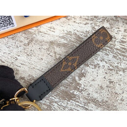 Replica Louis Vuitton Brown Monogram Strap Gold Key Holder Charm