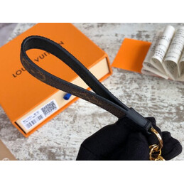 Replica Louis Vuitton Brown Monogram Strap Gold Key Holder Charm