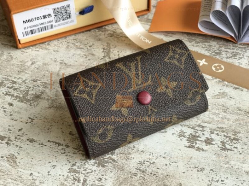 Replica Louis Vuitton Brown Monogram Burgundy Interior 6 Key Holder