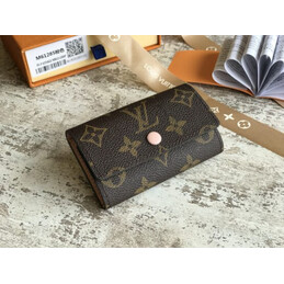Replica Louis Vuitton Brown Monogram Pale Pink Interior 6 Key Holder