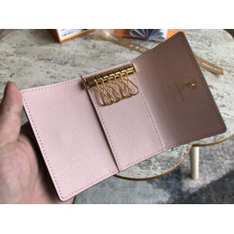 Replica Louis Vuitton Brown Monogram Pale Pink Interior 6 Key Holder