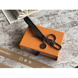 Replica Louis Vuitton Black Strap Gunmetal Round Key Holder Charm