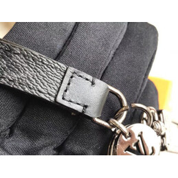 Replica Louis Vuitton Black Strap Gunmetal Round Key Holder Charm