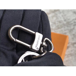 Replica Louis Vuitton Black Strap Gunmetal Round Key Holder Charm