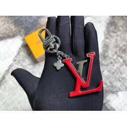Replica Louis Vuitton Red Silver LV Initials Key Holder Charm