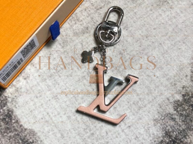 Replica Louis Vuitton Rose Gold LV Initials Key Holder Charm