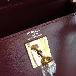 Replica Hermes Burgundy Kelly 28 Palladium Hardware Bag
