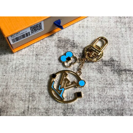 Replica Louis Vuitton Gold Blue Round LV Key Holder Charm