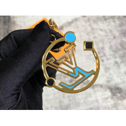 Replica Louis Vuitton Gold Blue Round LV Key Holder Charm