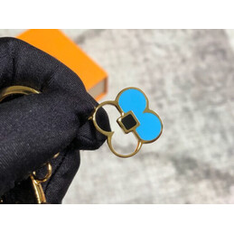 Replica Louis Vuitton Gold Blue Round LV Key Holder Charm