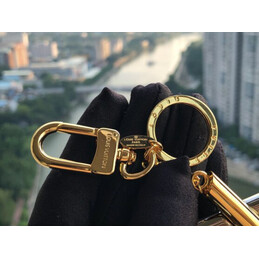 Replica Louis Vuitton Black Gold LV Initials Flower Key Holder Charm