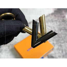 Replica Louis Vuitton Black Gold LV Initials Flower Key Holder Charm