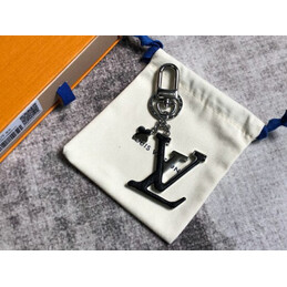 Replica Louis Vuitton Black Silver LV Initials Key Holder Charm