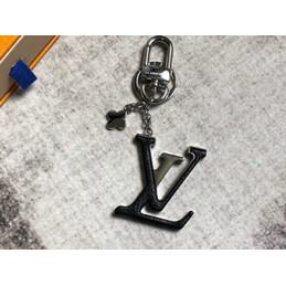 Replica Louis Vuitton Black Silver LV Initials Key Holder Charm