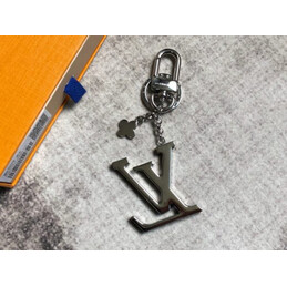 Replica Louis Vuitton Black Silver LV Initials Key Holder Charm