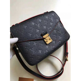 Replica Louis Vuitton Navy Blue Embossed Monogram Metis Pochette - Style 2