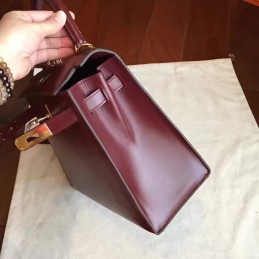 Replica Hermes Burgundy Kelly 28 Palladium Hardware Bag