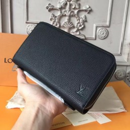Replica Louis Vuitton Black Taiga Leather Zippy XL Wallet - Style 2