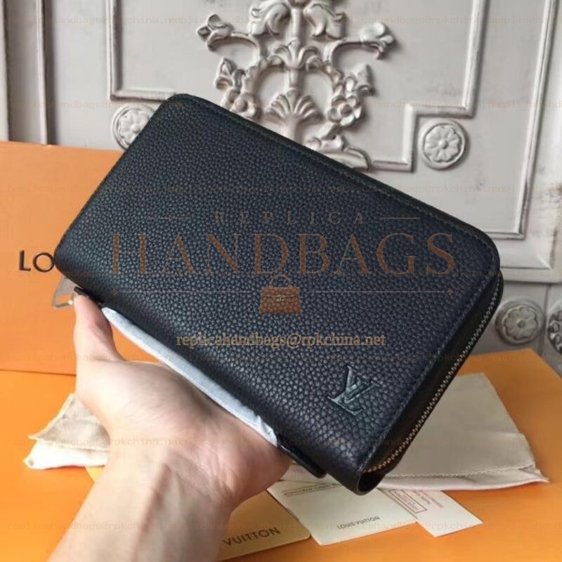 Replica Louis Vuitton Black Taiga Leather Zippy XL Wallet - Style 2