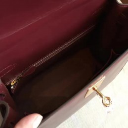 Replica Hermes Burgundy Kelly 28 Palladium Hardware Bag