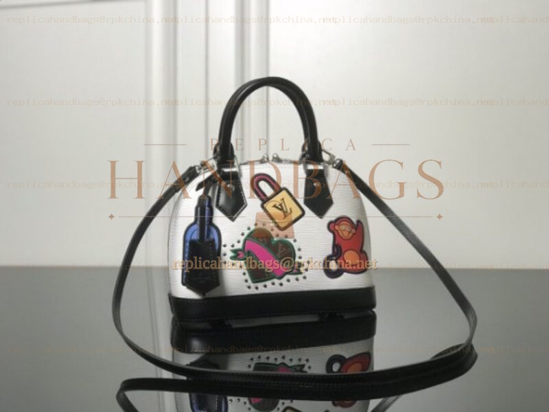 Replica Louis Vuitton Black Multicolor Patch Alma BB
