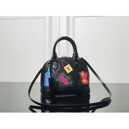 Replica Louis Vuitton Black Pink Patch Alma BB