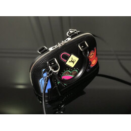 Replica Louis Vuitton Black Pink Patch Alma BB