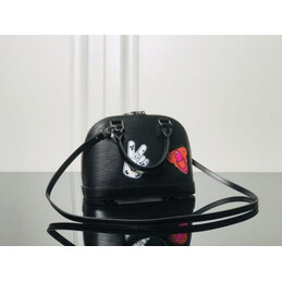 Replica Louis Vuitton Black Pink Patch Alma BB