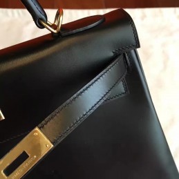 Replica Hermes Black Kelly 32 Palladium Hardware Bag