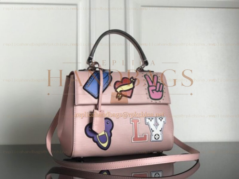 Replica Louis Vuitton Pale Pink Multicolor Patch Cluny BB
