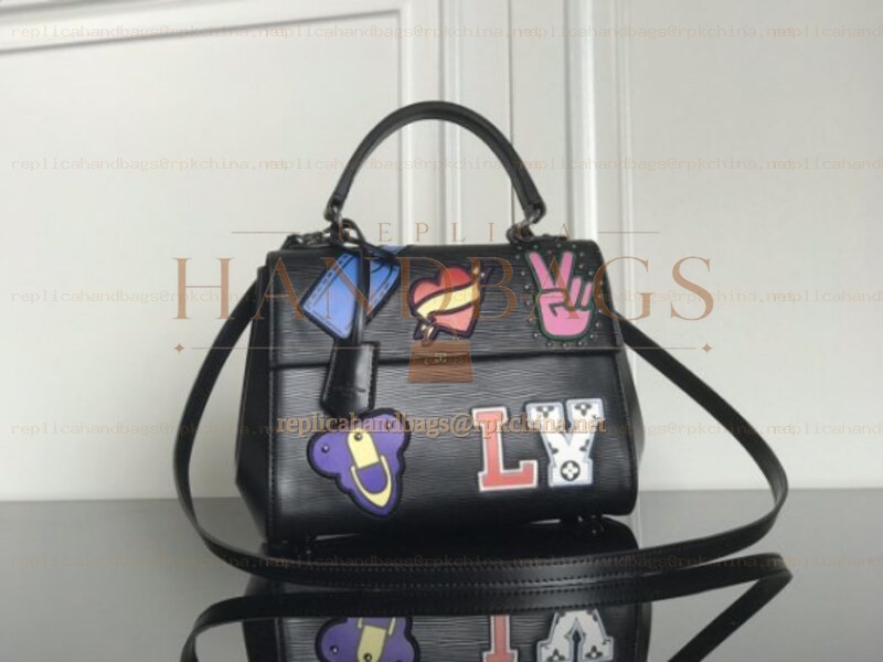 Replica Louis Vuitton Black Multicolor Patch Cluny BB