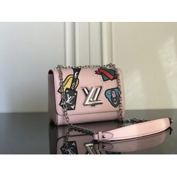 Replica Louis Vuitton Pale Pink Multicolor Patch Twist MM